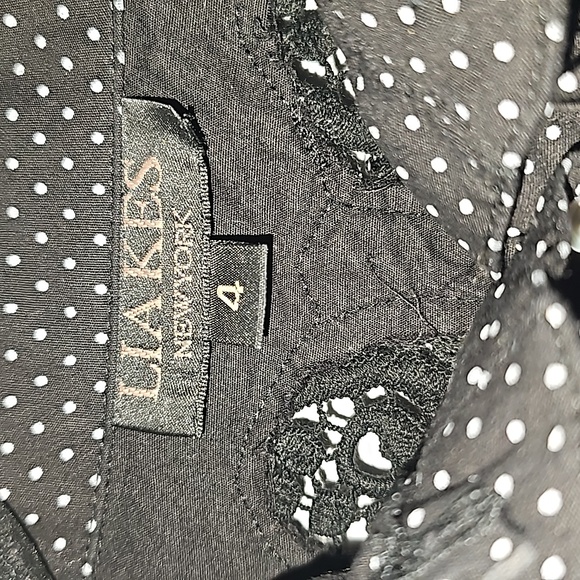 Lia Kes Black and White Dot Ruffle Long Sleeve Button Down Shirt Sz 4 - Picture 4 of 16